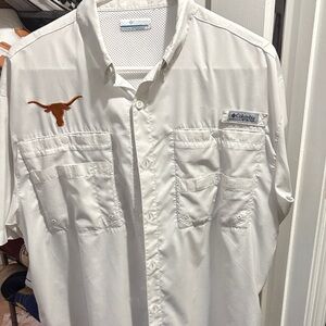 Columbia Men's White Casual Button Down Shirt with Logo
